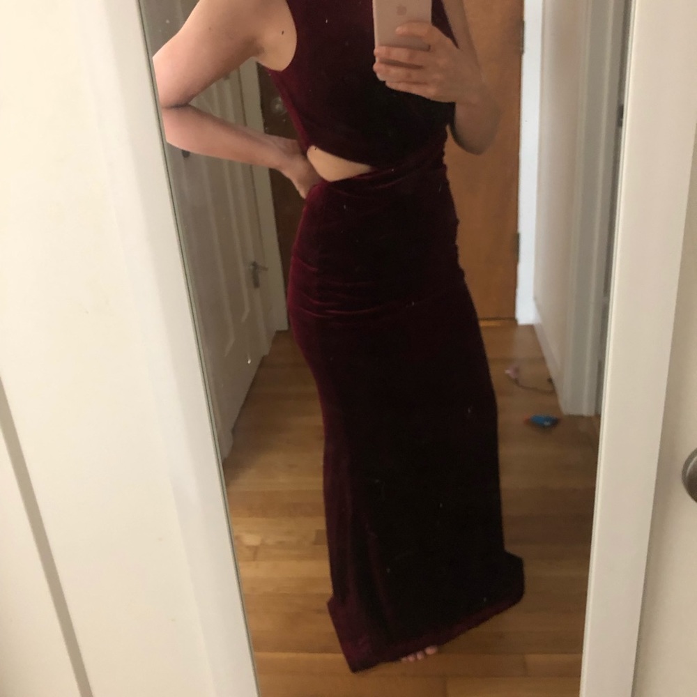 Burgundy velvet cut out gown